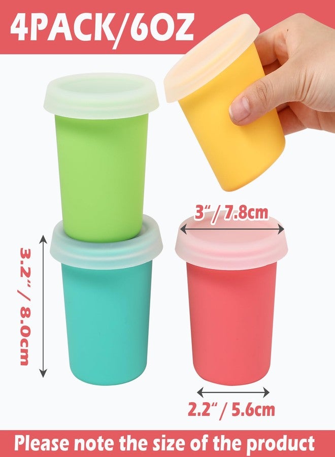 Koluti Nonstick Silicone Ice Cream Containers 6oz with Lids, 4-Pack Reusable Small Homemade Oats Yogurt Freezer Container, Leak-proof Mini Food Storage Serving Cups, BPA Free and Dishwasher Safe - Image 2